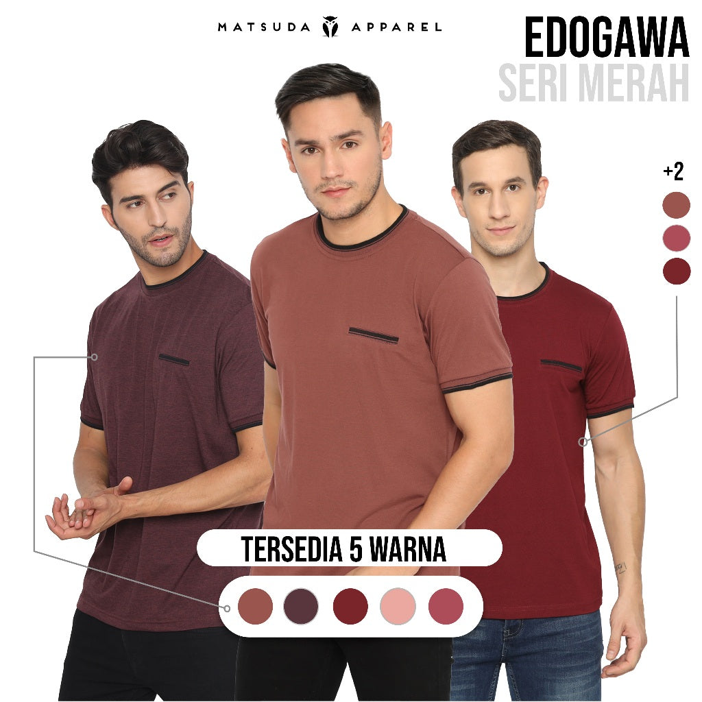 MATSUDA Kaos Pria T Shirt Edogawa Seri Warna Merah