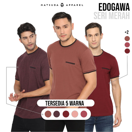 MATSUDA Kaos Pria T Shirt Edogawa Seri Warna Merah