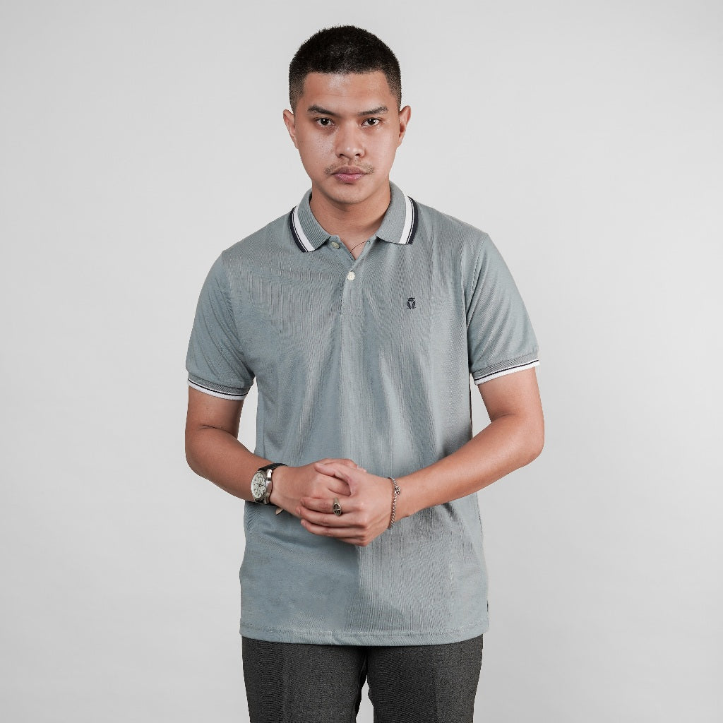 MATSUDA Kaos Polo Shirt Pria Kerah Aioi Seri Warna Hitam Putih Bumi