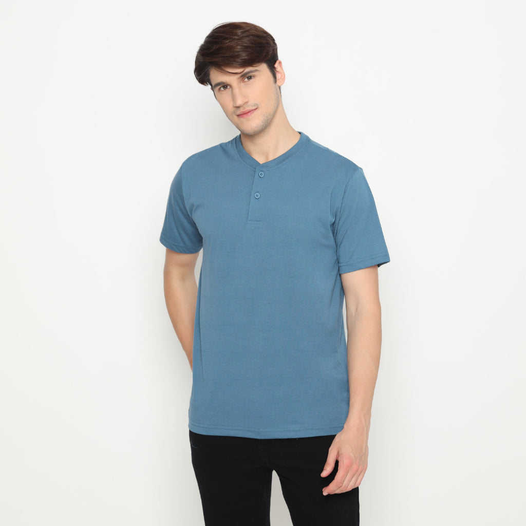 Matsuda Kaos Henley Polos Pria T Shirt Katun Nihama