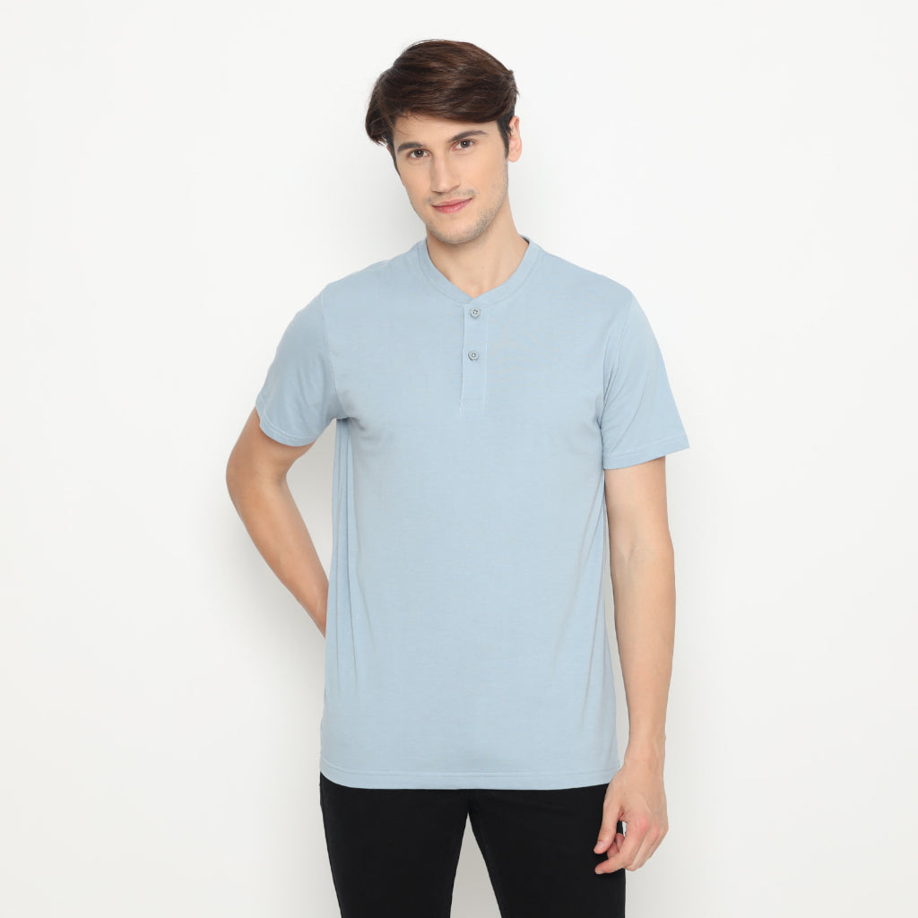 Matsuda Kaos Henley Polos Pria T Shirt Katun Nihama