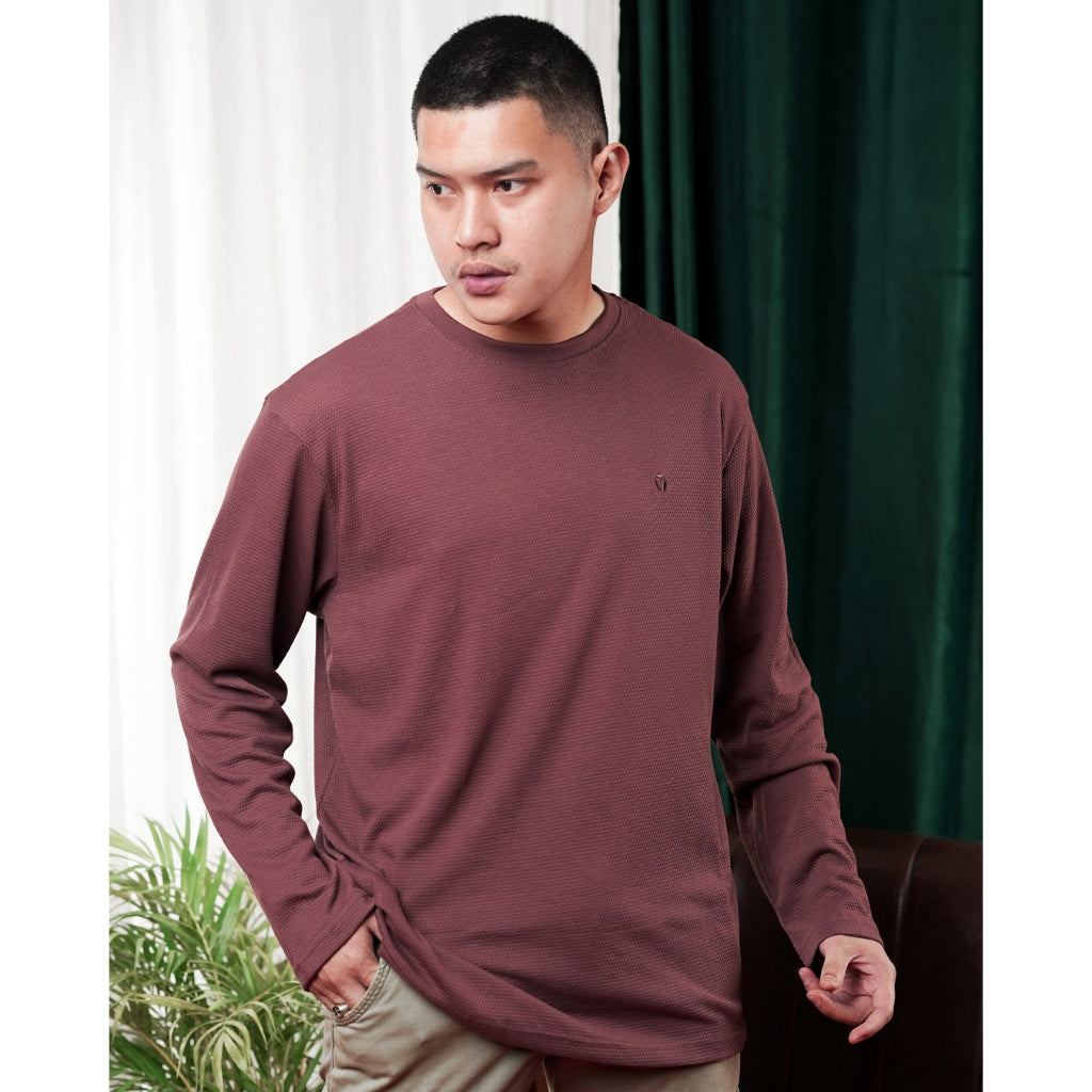 MATSUDA Kaos Lengan Panjang Texture Popcorn Katun Nagato