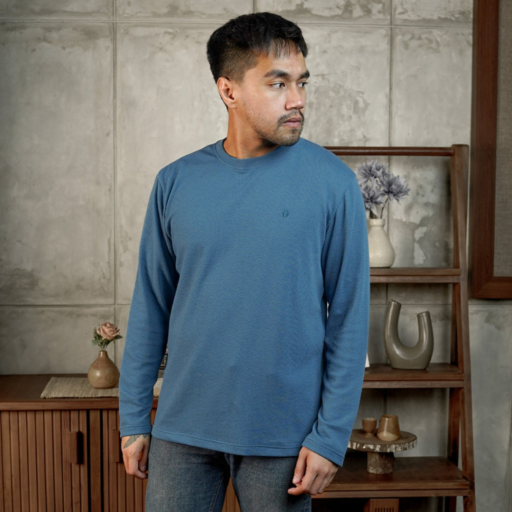 MATSUDA Kaos Lengan Panjang Texture Popcorn Katun Nagato