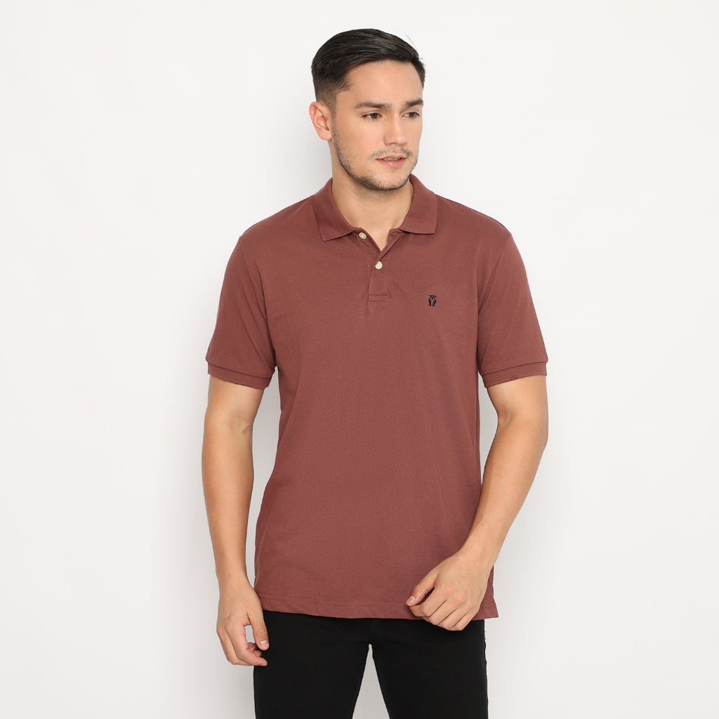 MATSUDA Kaos Polo Shirt Pria Kerah Kushima Seri Warna Merah