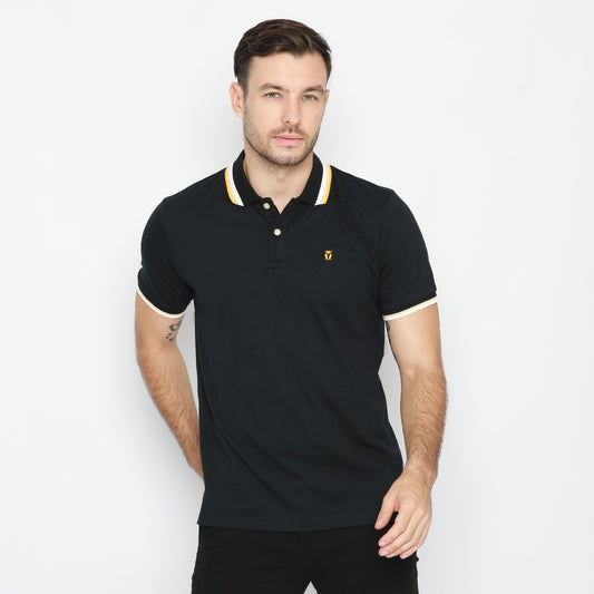 MATSUDA Kaos Polo Shirt Pria Kerah Aioi Seri Warna Hitam Putih Bumi