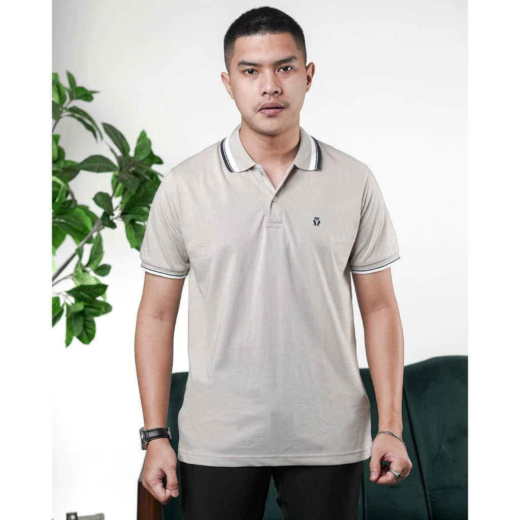 MATSUDA Kaos Polo Shirt Pria Kerah Aioi Seri Warna Hitam Putih Bumi