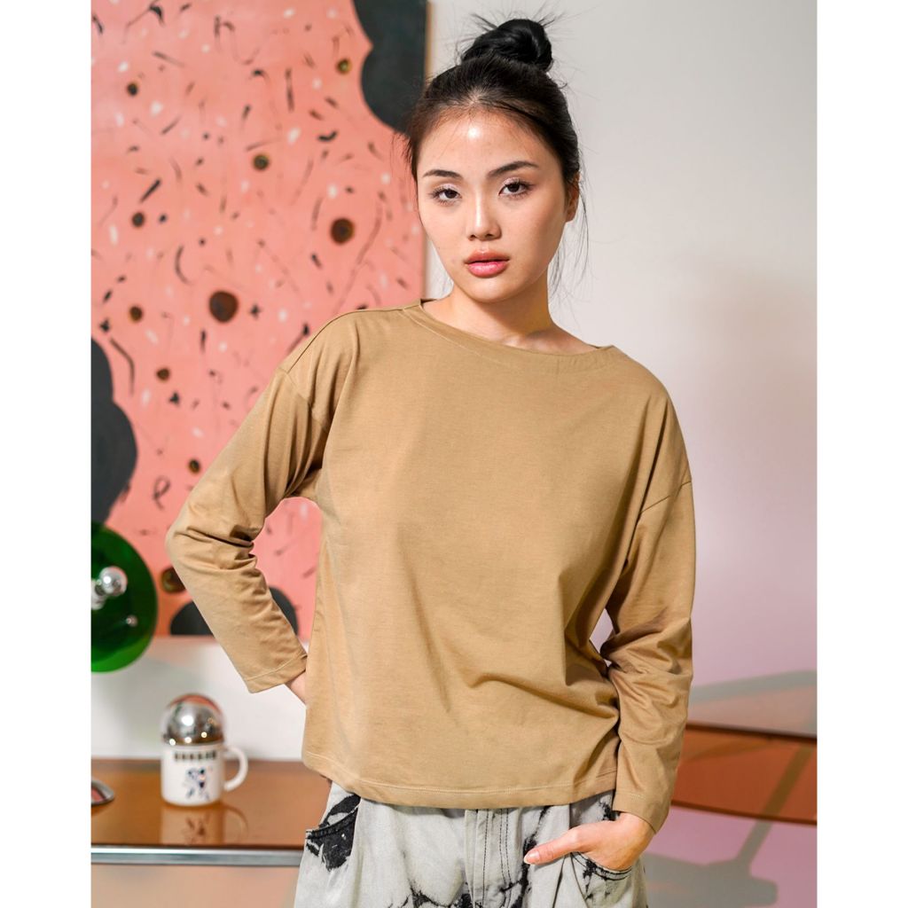 Matsuda Kaos Polos Wanita Lengan Panjang T Shirt Olive