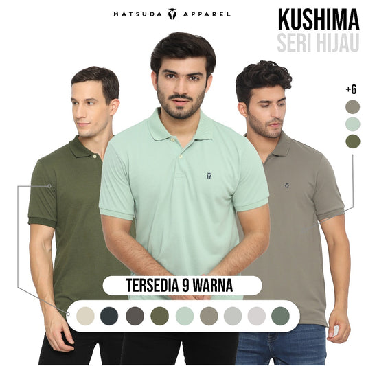 MATSUDA Kaos Polo Shirt Pria Kerah Kushima Seri Warna Hijau