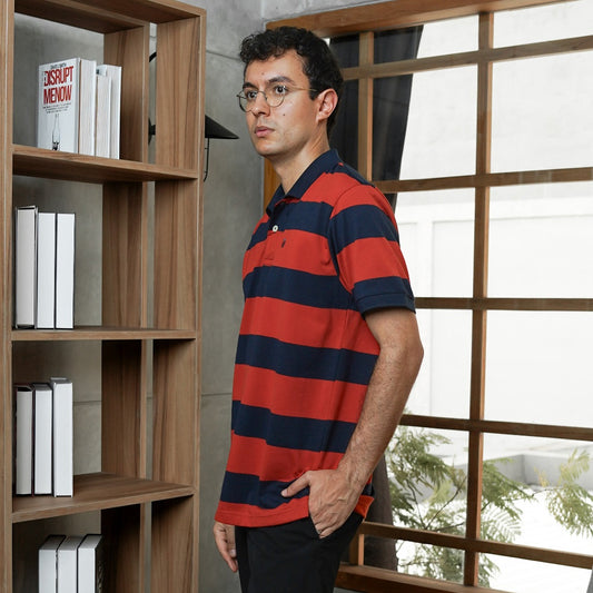 MATSUDA Kaos Polo Shirt Pria Kerah Echizen Navy Terakota