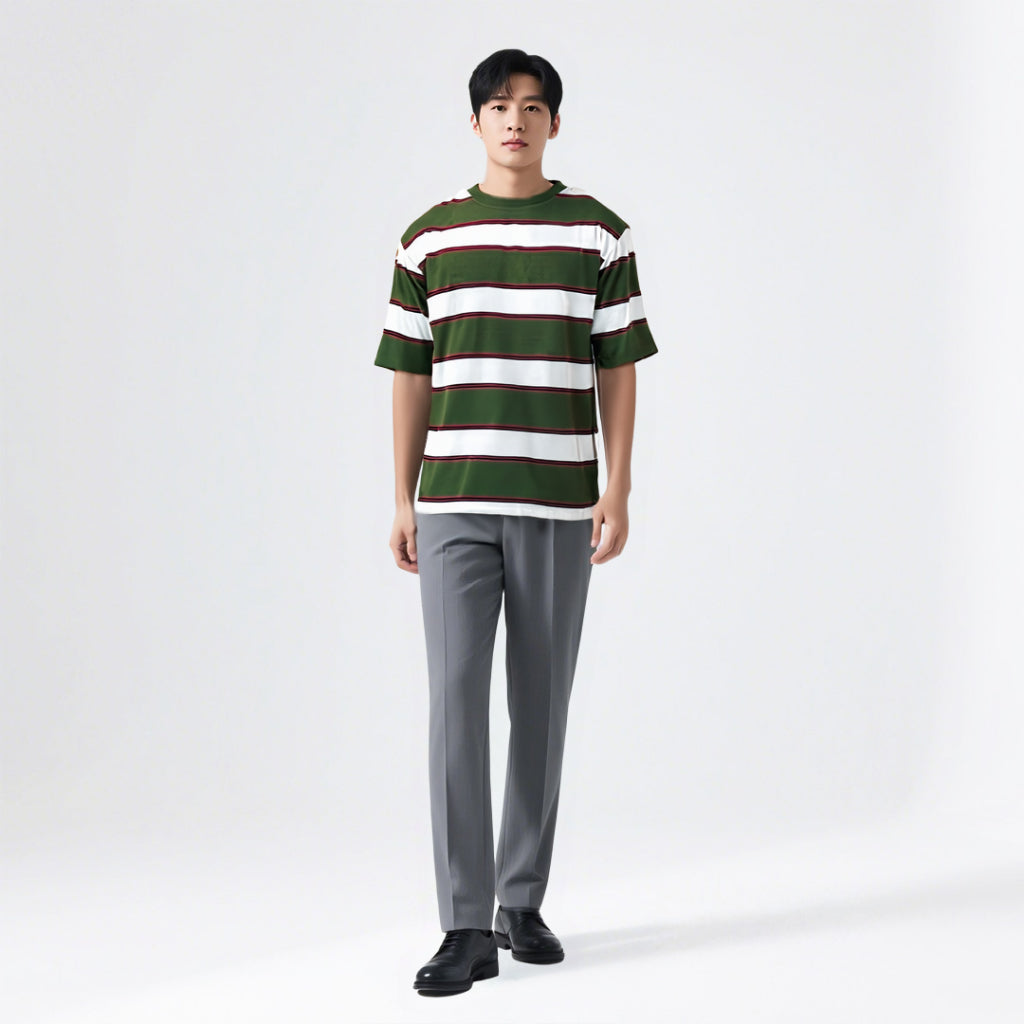 MATSUDA Kaos Oversize Stripe Mobara Olive