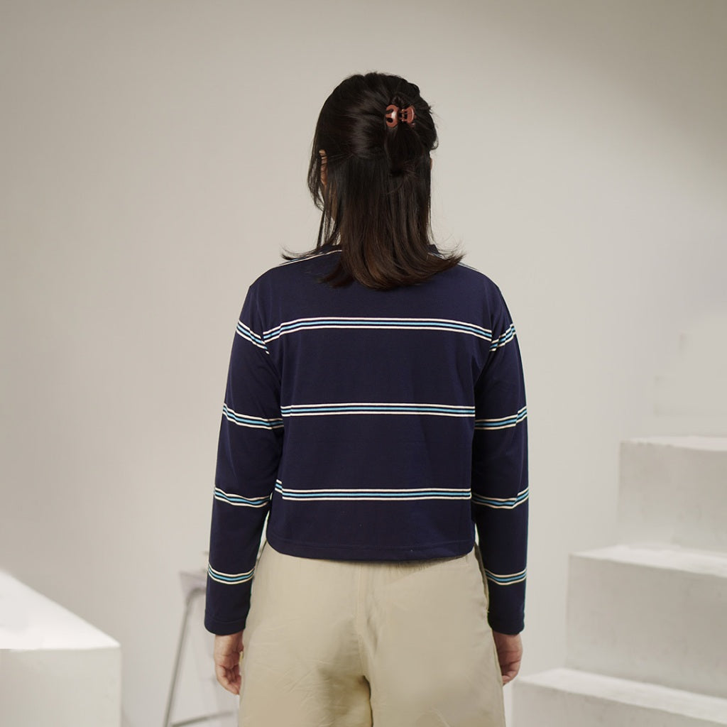 Matsuda Kaos Crop top katun Chizue Navy