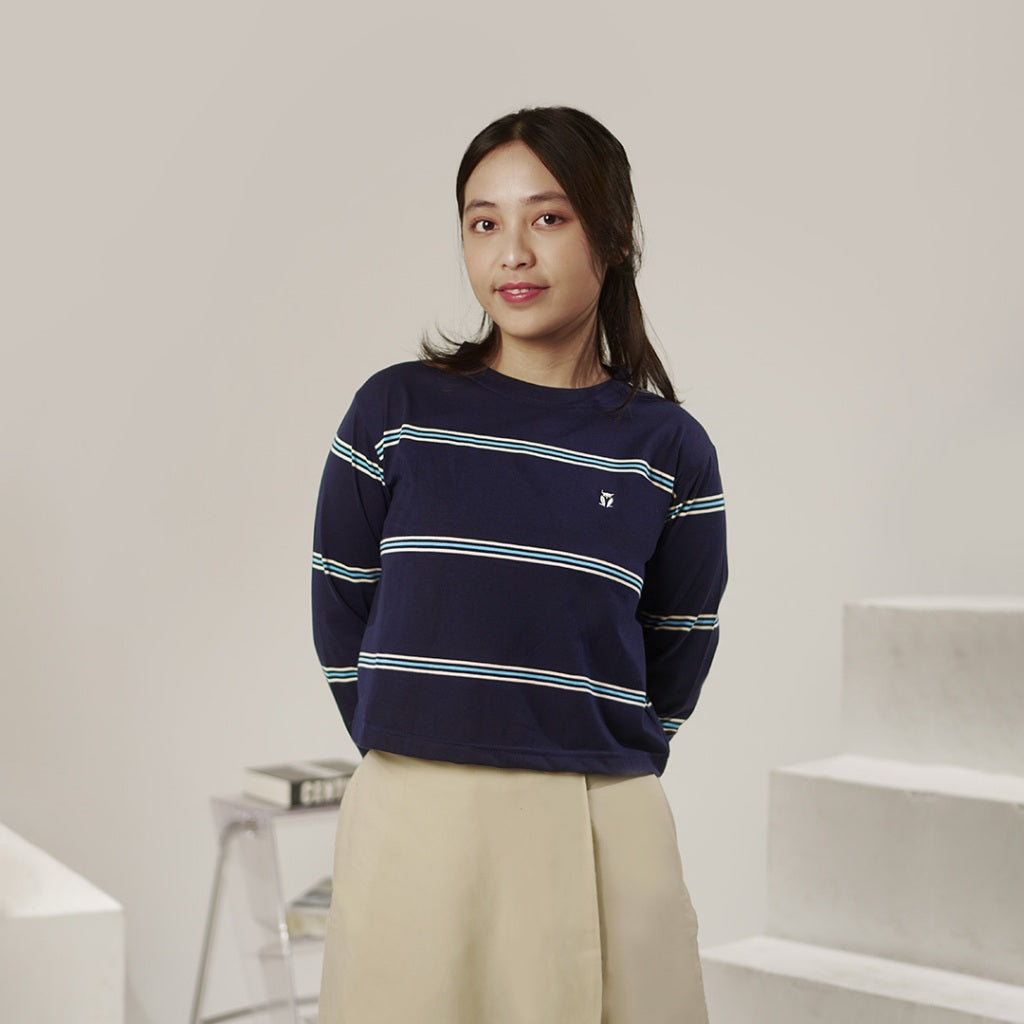 Matsuda Kaos Crop top katun Chizue Navy