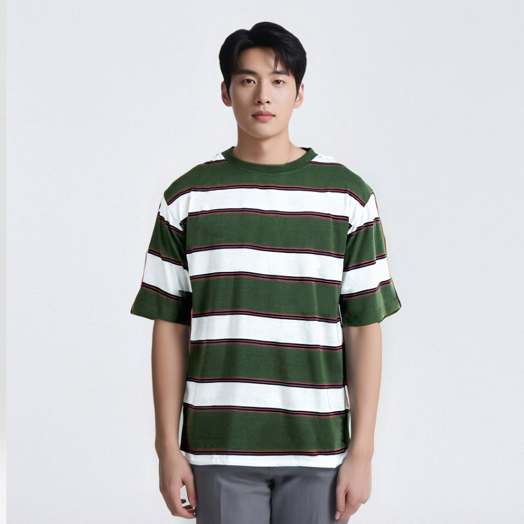 MATSUDA Kaos Oversize Stripe Mobara Olive