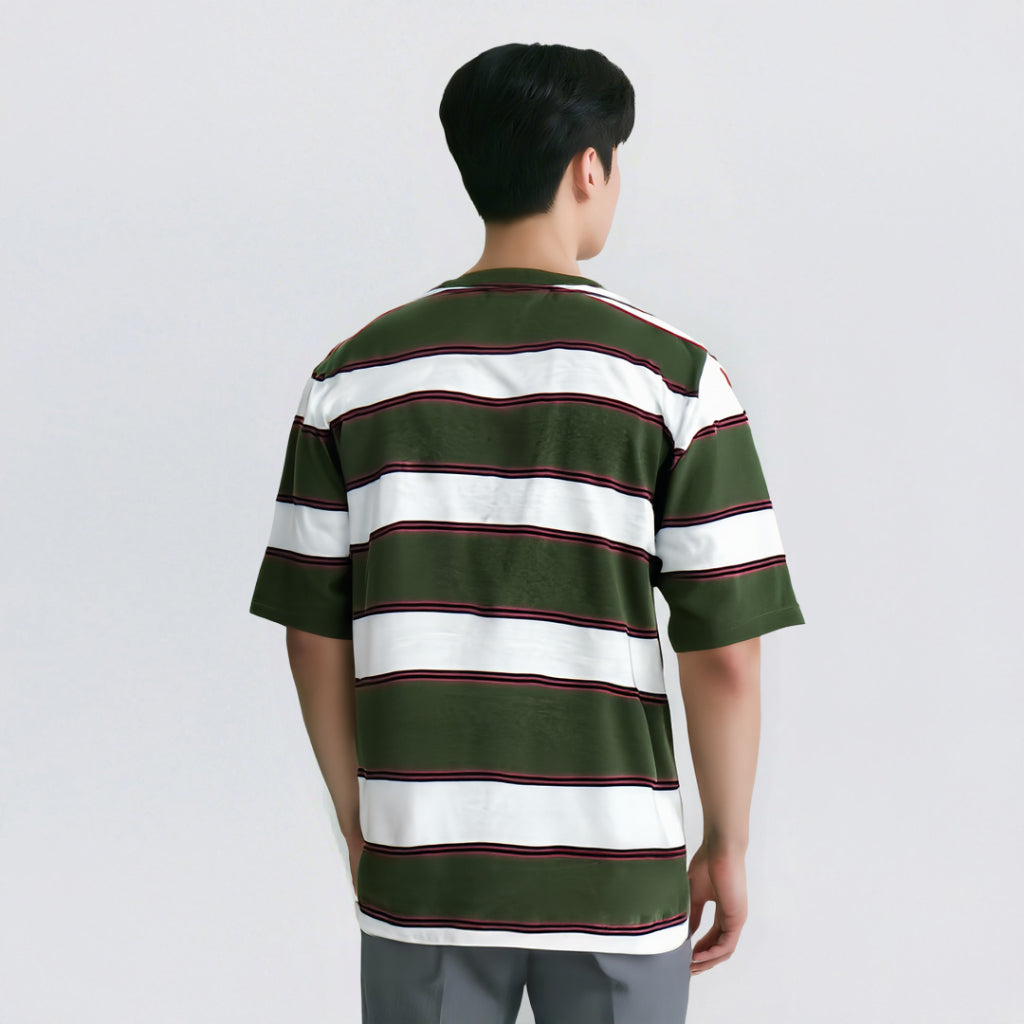 MATSUDA Kaos Oversize Stripe Mobara Olive