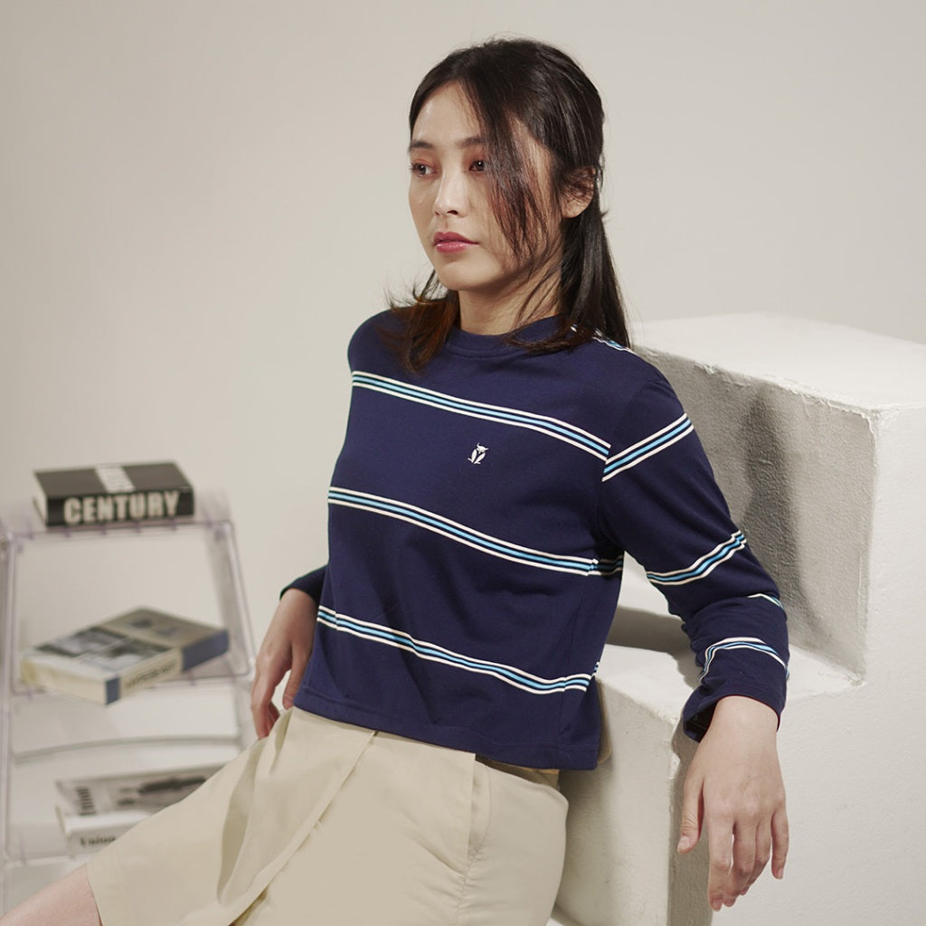 Matsuda Kaos Crop top katun Chizue Navy