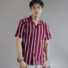 Matsuda Kemeja Pria Stripe Lengan pendek Yamaga Burgundy
