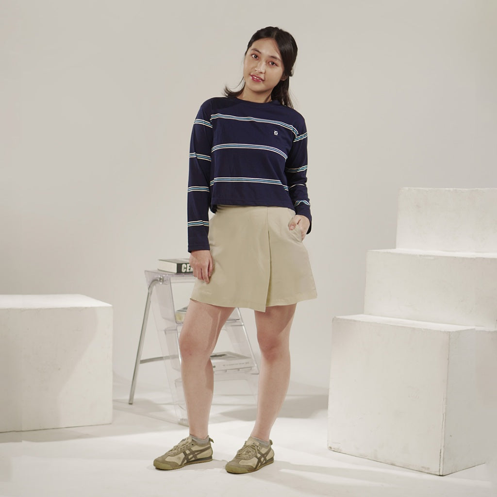 Matsuda Kaos Crop top katun Chizue Navy