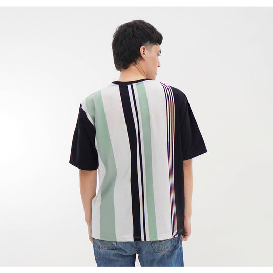Matsuda T Shirt Pria Kaos oversize Stripe Tosu WHITE