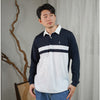 Matsuda Kaos Rugby Polo Shirt Katun Pria Lengan Panjang Yasugi Navy White
