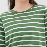 MATSUDA Kaos Wanita T Shirt Stripe Katun Posie