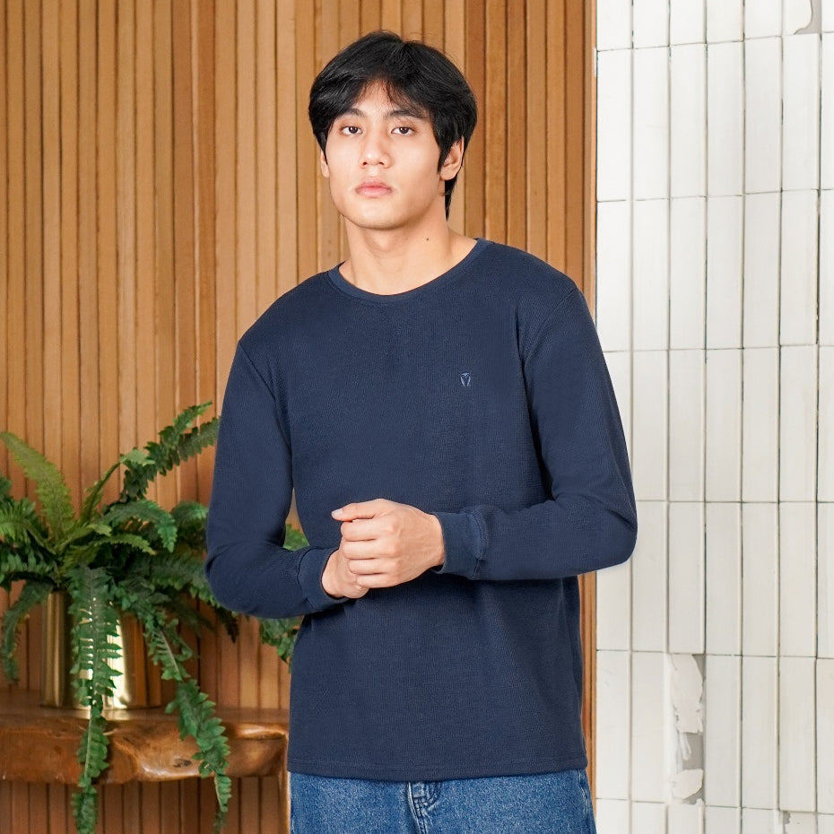 MATSUDA Kaos Polos Waffle Lengan Panjang Cotton Komoro
