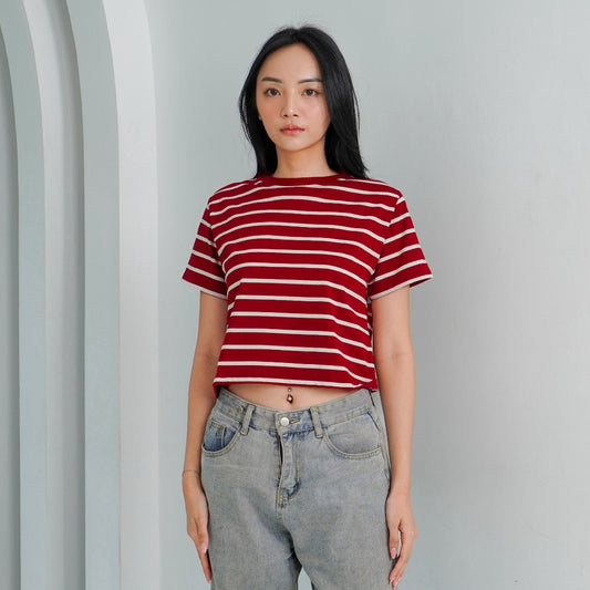 Matsuda Kaos Crop top Wanita katun Hazel
