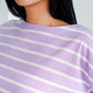 MATSUDA Kaos Wanita T Shirt Stripe Katun Ruby