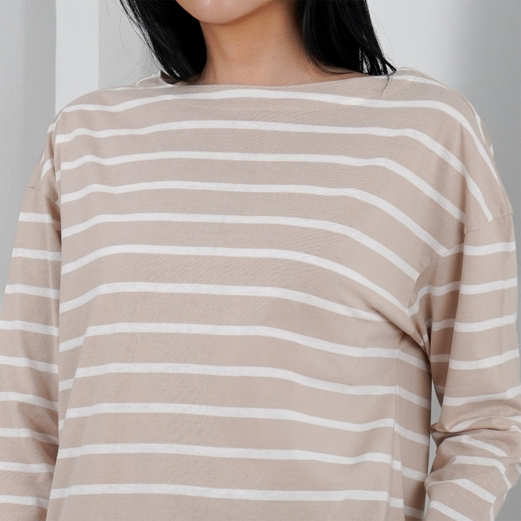 MATSUDA Kaos Wanita T Shirt Stripe Katun Ruby