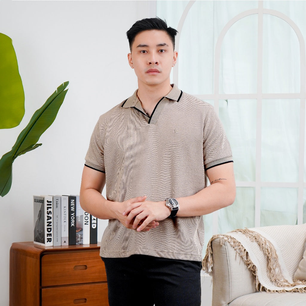MATSUDA Kaos Polo Pria Waffel Kerah Otsuki