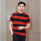 Matsuda T Shirt Pria Kaos Stripe Nanao Baju Katun Combed Garis Navy Burgundy