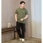 Matsuda T Shirt Pria Kaos Stripe Nantan Oblong Baju Olive White