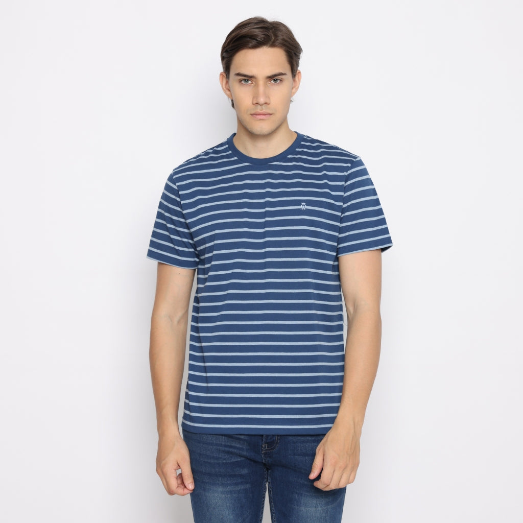 Matsuda T Shirt Pria Kaos Stripe Nantan Oblong Baju Olive White