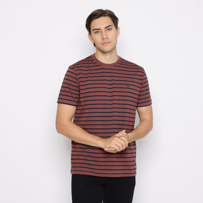 Matsuda T Shirt Pria Kaos Stripe Nantan Oblong Baju Wine Navy