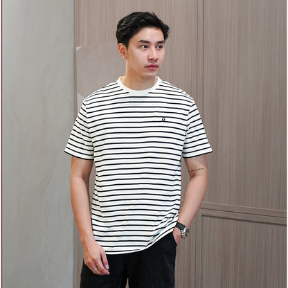 Matsuda T Shirt Pria Kaos Stripe Nantan Oblong Baju Off White Black