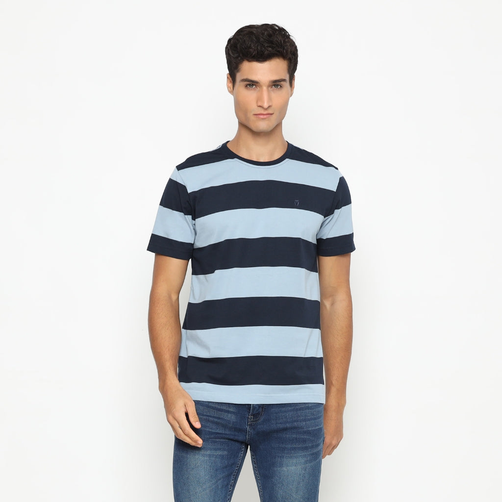 Matsuda T Shirt Pria Kaos Stripe Nanao Gold Navy