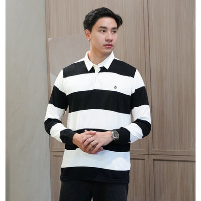 Matsuda Kaos Rugby Polo Shirt Katun Pria Lengan Panjang Nagai Teracota Navy