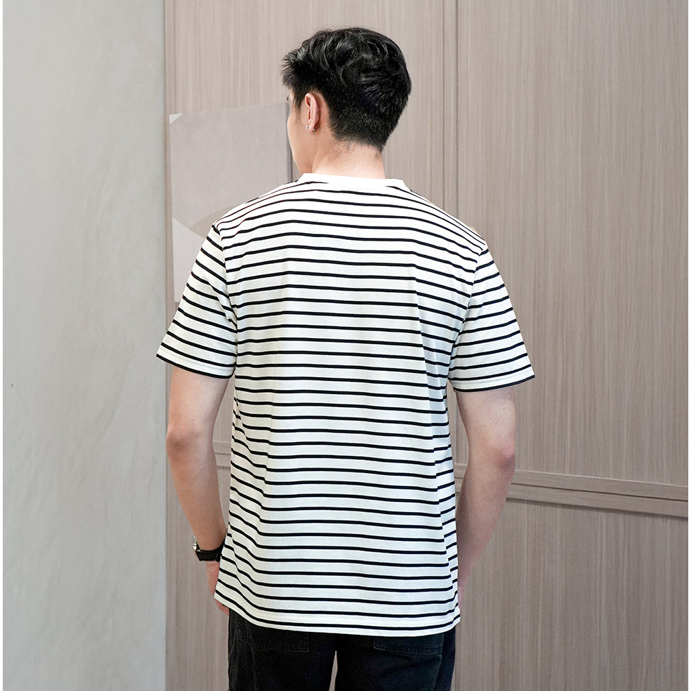 Matsuda T Shirt Pria Kaos Stripe Nantan Oblong Baju Off White Black