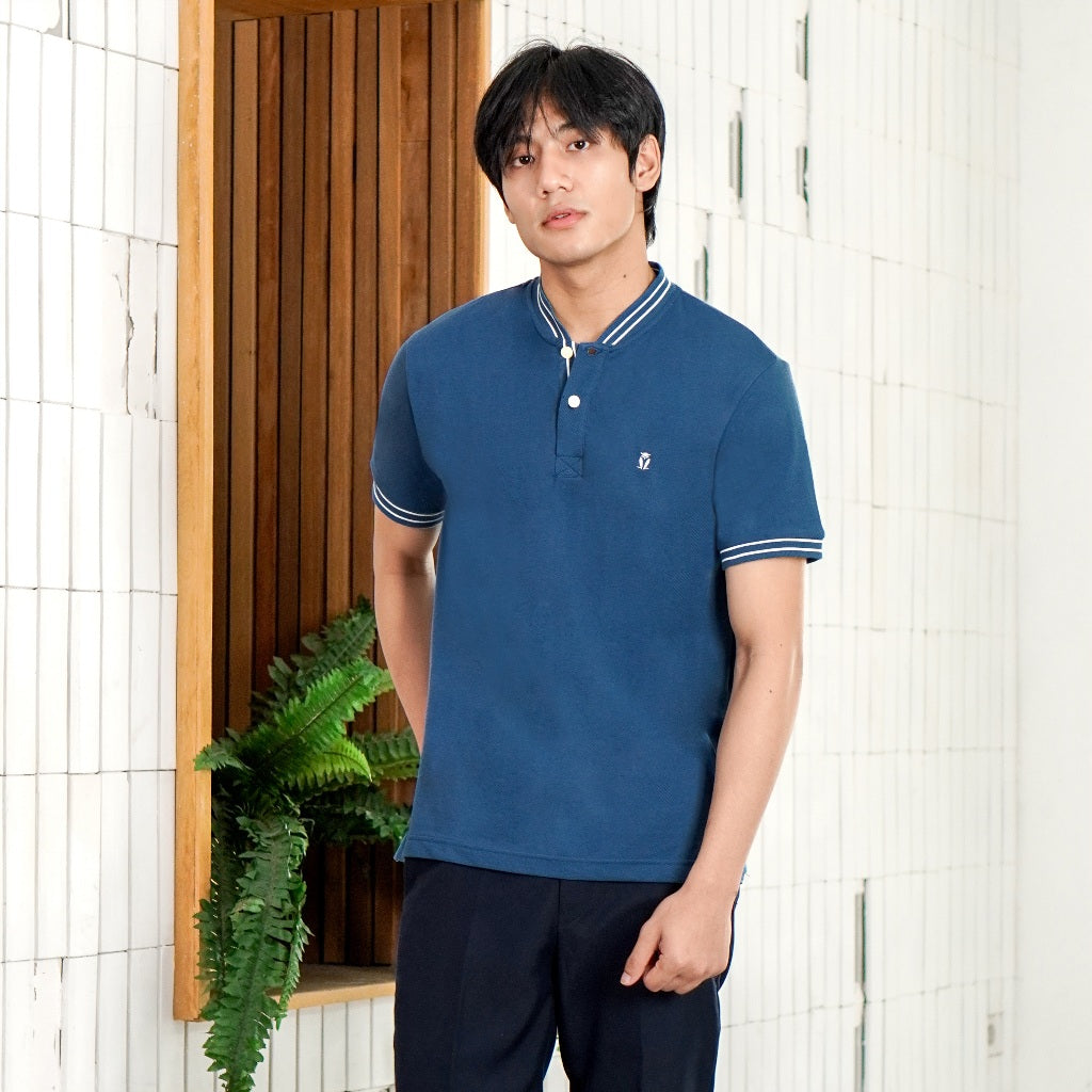 Matsuda Kaos Pria Henley Pique Hino