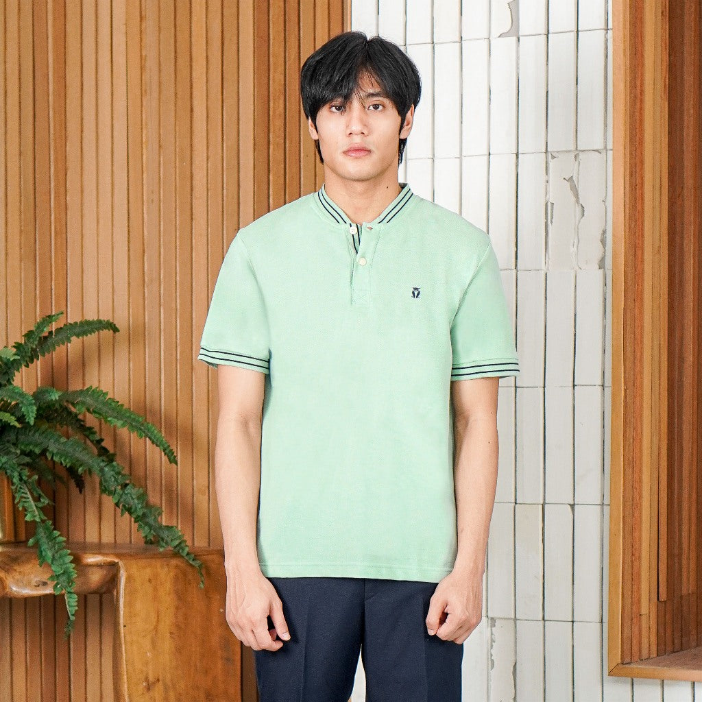 Matsuda Kaos Pria Henley Pique Hino