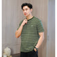 Matsuda T Shirt Pria Kaos Stripe Nantan Oblong Baju Olive White