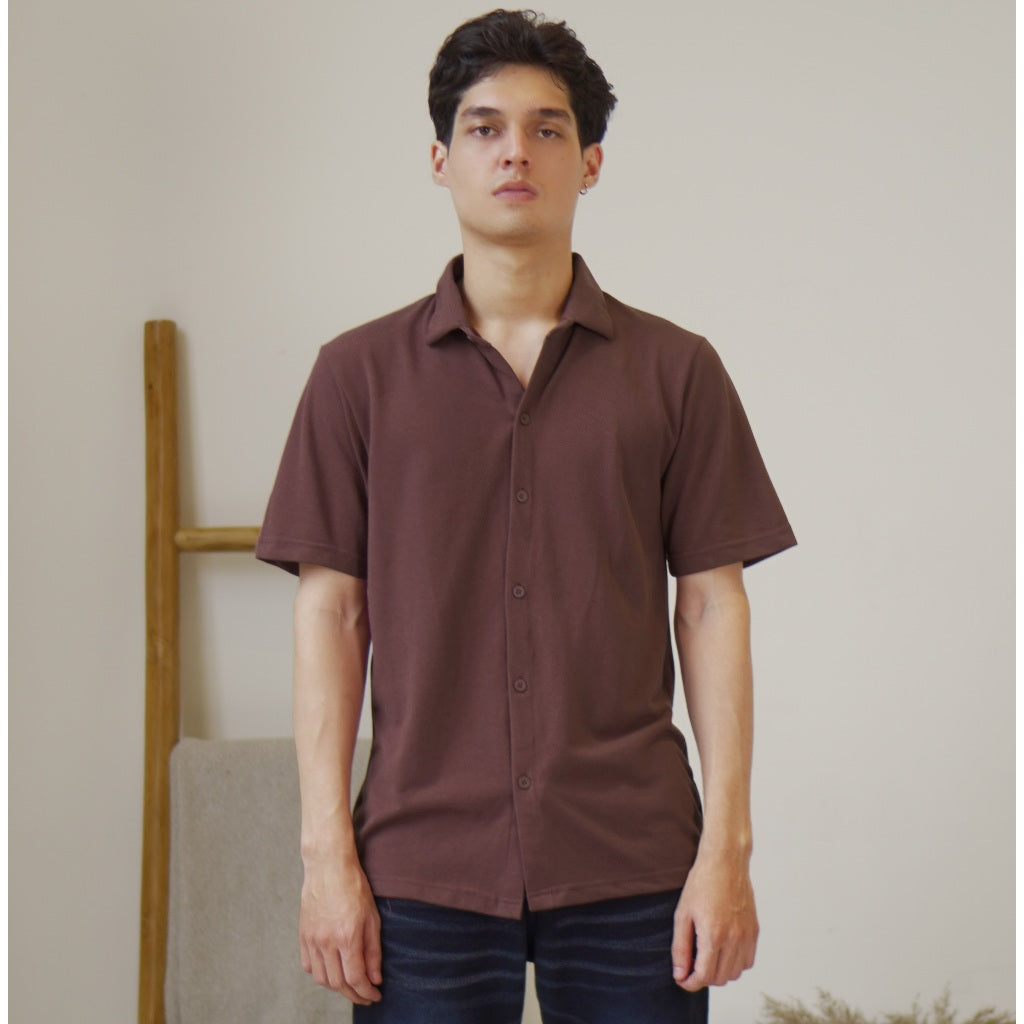Matsuda Kemeja Pria Polos Lengan pendek Kasual Shiroi Wine