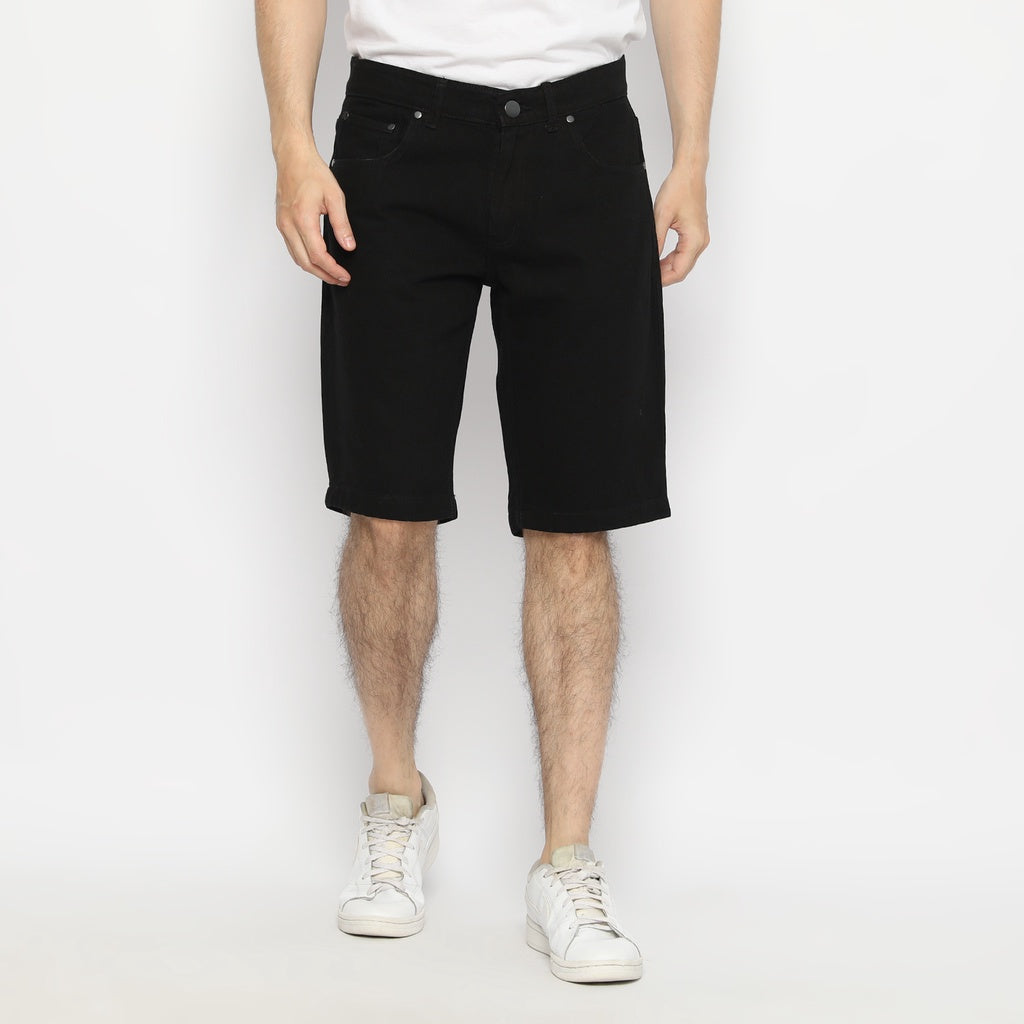 MATSUDA Celana Pendek Pria Jeans Denim Stretch Kimura Black