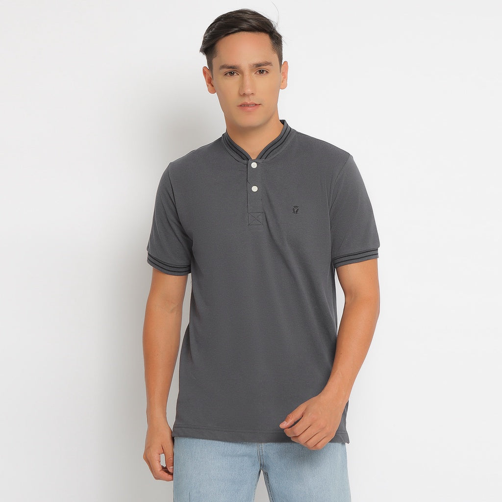 Matsuda Kaos Pria Henley Pique Hino