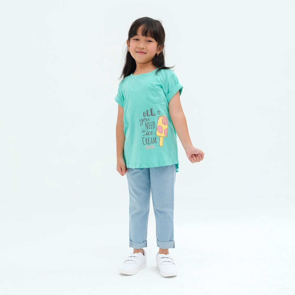 Matsuda baju kaos anak perempuan katun umur 4-16 Claude
