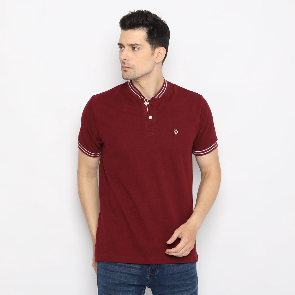 Matsuda Kaos Pria Henley Pique Hino