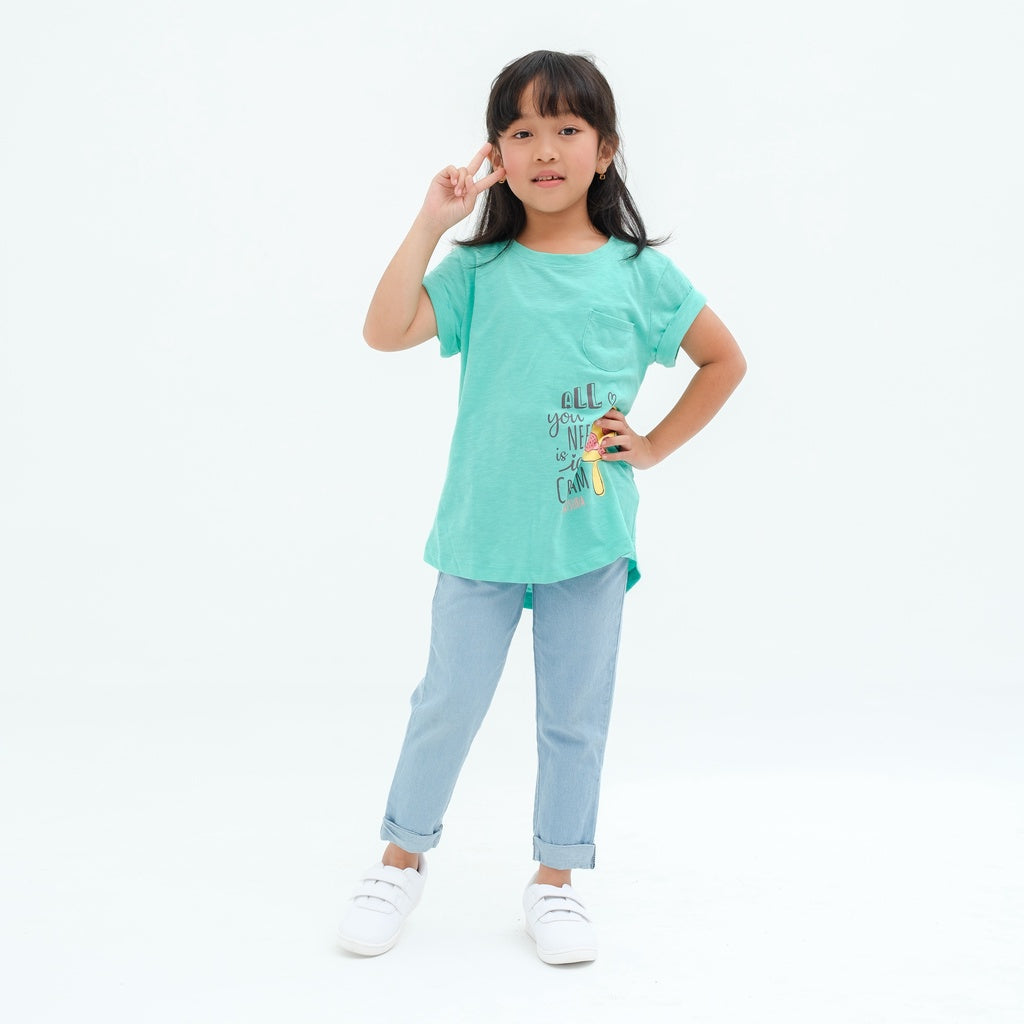Matsuda baju kaos anak perempuan katun umur 4-16 Claude