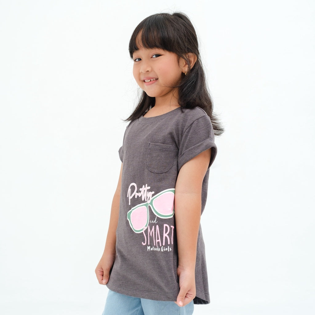 Matsuda baju kaos anak perempuan katun umur 4-16 Etienne