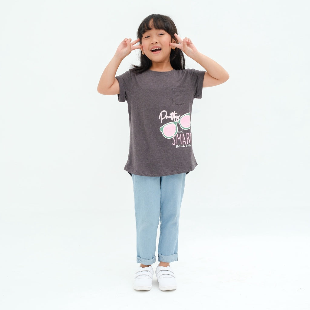 Matsuda baju kaos anak perempuan katun umur 4-16 Etienne