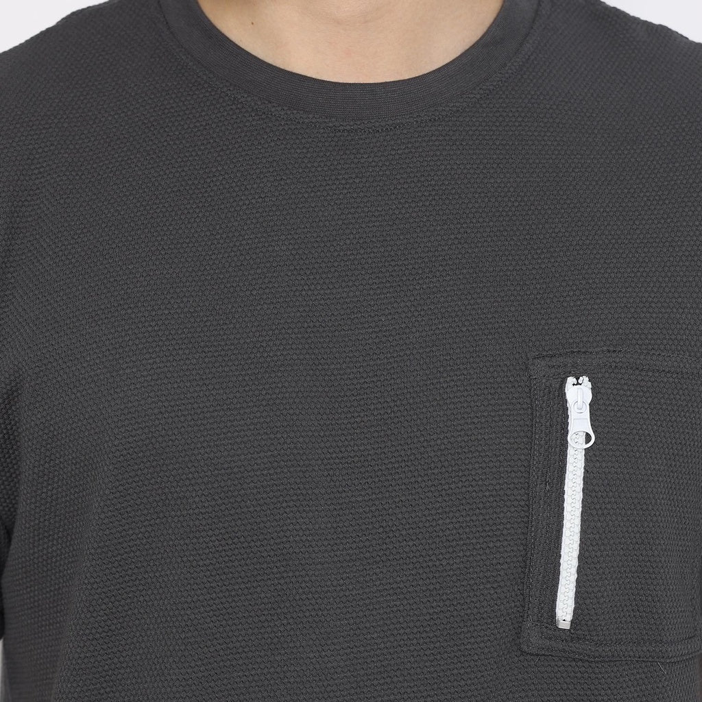 MATSUDA Kaos Polos 24S Texture Honeycomb T Shirt Saku Zipper Koka