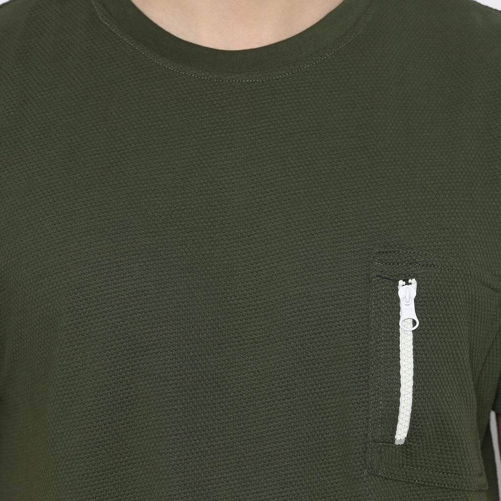 MATSUDA Kaos Polos 24S Texture Honeycomb T Shirt Saku Zipper Koka